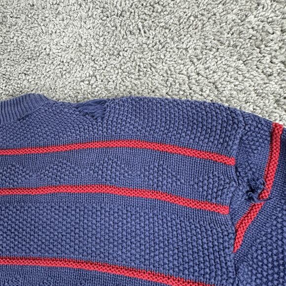 Bar Harbor Knits Sweater Mens XL Blue Red Striped Cotton Crewneck Made in USA - Picture 10 of 11